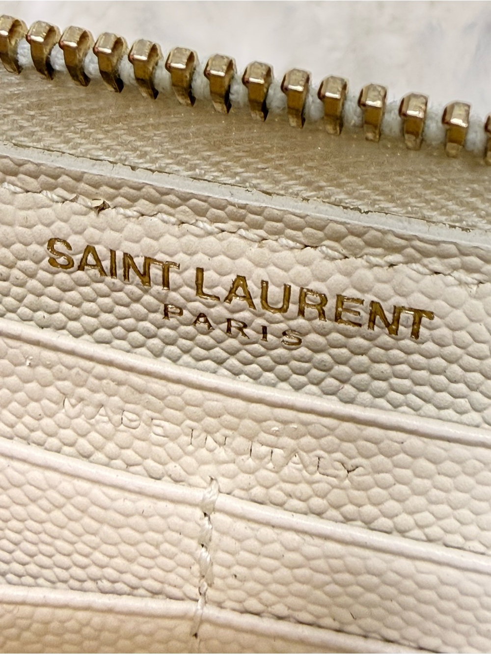 YVES SAINT LAURENT YSL White Chevron Zip Around Full Wallet - Picture 15 of 15